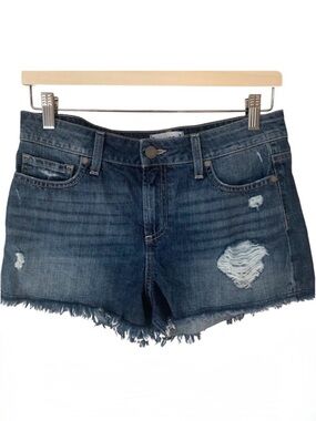 PAIGE Daryn Denim Shorts Izza Destructed Frayed Raw Hem Cut Offs